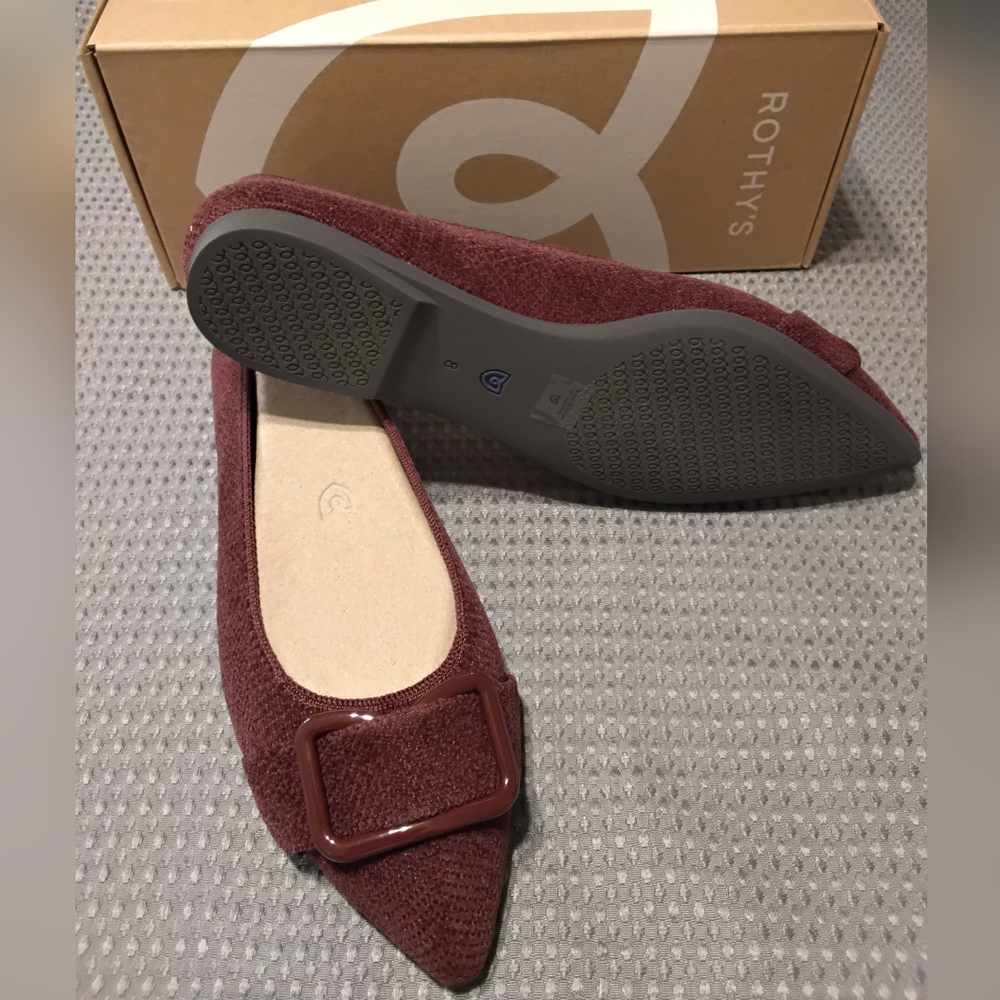 Rothy's Burgundy Women's Flats "ReVelvet Syrah" - Picture 2 of 6